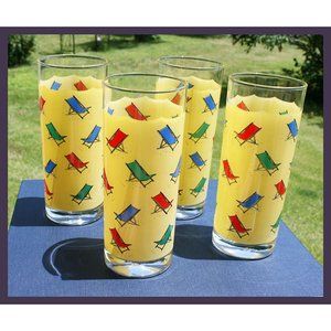 vintage set of 4 tall ice tea glasses w/chairs Violet's Table - Thailand NWT